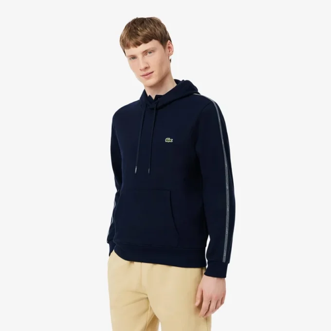 Logo Şeritli Fermuarlı Kapüşonlu Sweatshirt