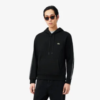 Logo Şeritli Fermuarlı Kapüşonlu Sweatshirt