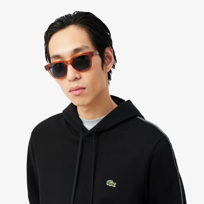 Logo Şeritli Fermuarlı Kapüşonlu Sweatshirt