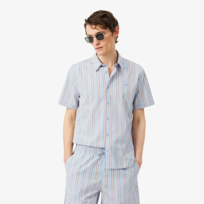Normal Kesim Çizgili Poplin Gömlek