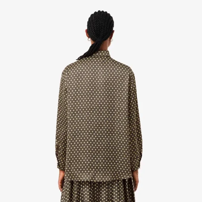Oversized Desenli Saten Gömlek