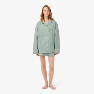 Oversized Çizgili Poplin Pijama Takımı