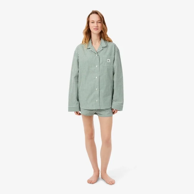 Oversized Çizgili Poplin Pijama Takımı