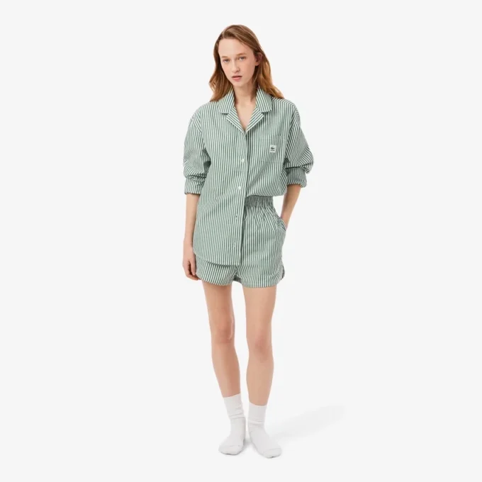 Oversized Çizgili Poplin Pijama Takımı