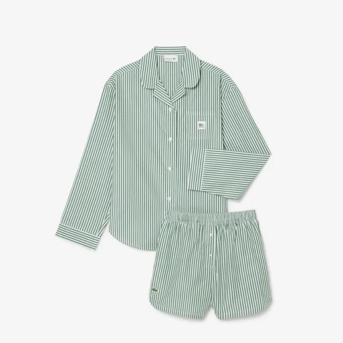 Oversized Çizgili Poplin Pijama Takımı