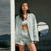 Oversized Çizgili Poplin Pijama Takımı
