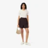 Oversized Yün Blend Pileli Bermuda Şort