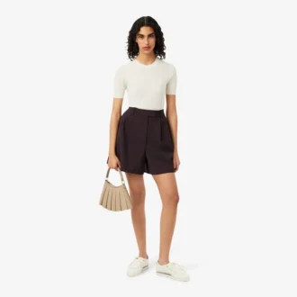 Oversized Yün Blend Pileli Bermuda Şort