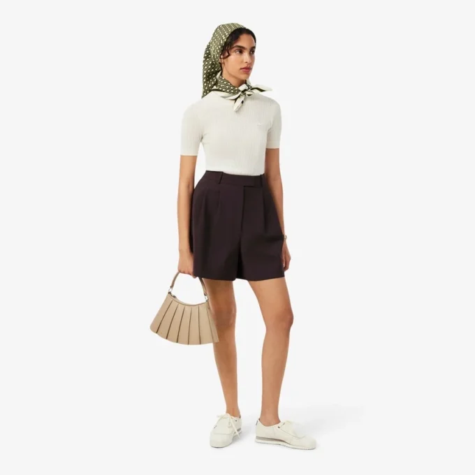 Oversized Yün Blend Pileli Bermuda Şort