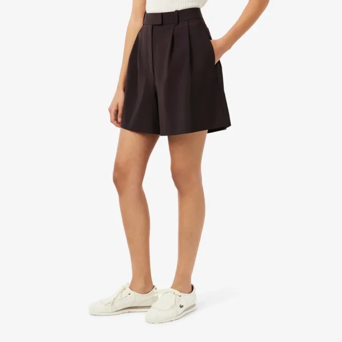 Oversized Yün Blend Pileli Bermuda Şort