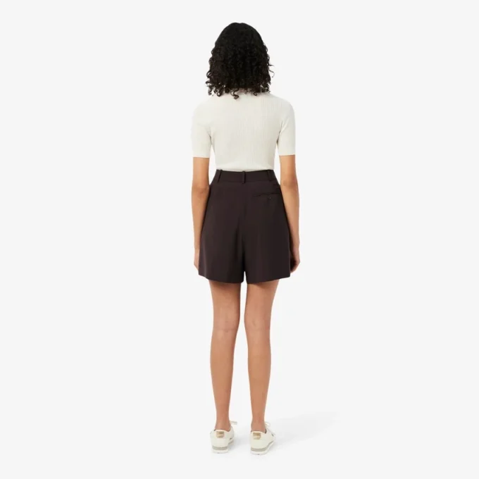 Oversized Yün Blend Pileli Bermuda Şort