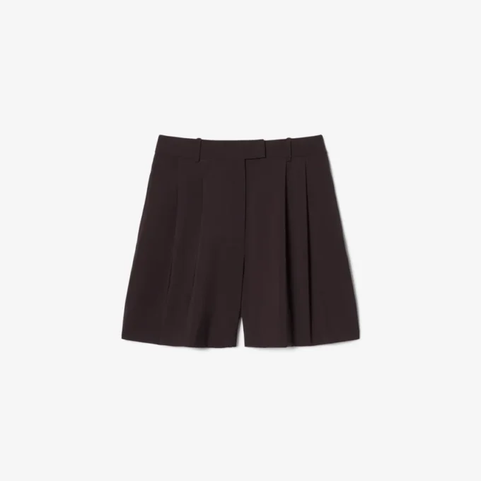 Oversized Yün Blend Pileli Bermuda Şort