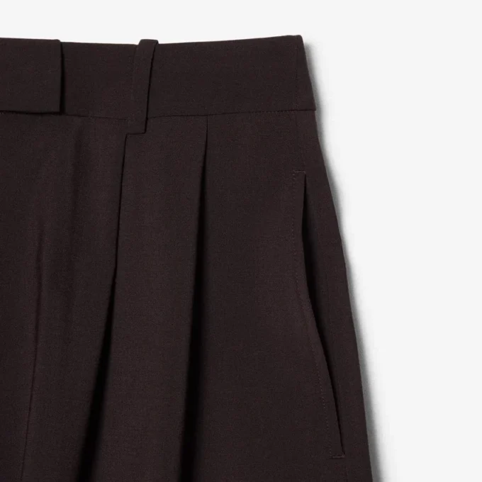 Oversized Yün Blend Pileli Bermuda Şort