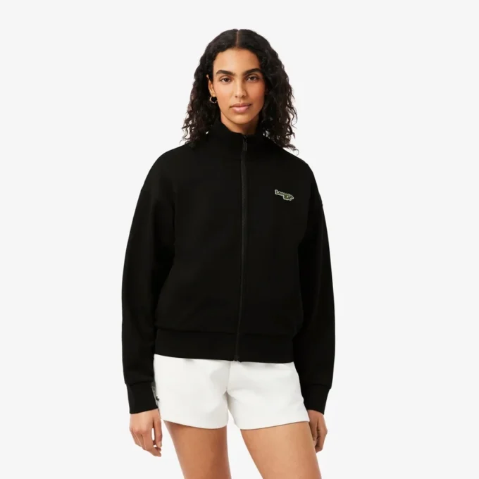 Rahat Kesim Fermuarlı Rozetli Sweatshirt