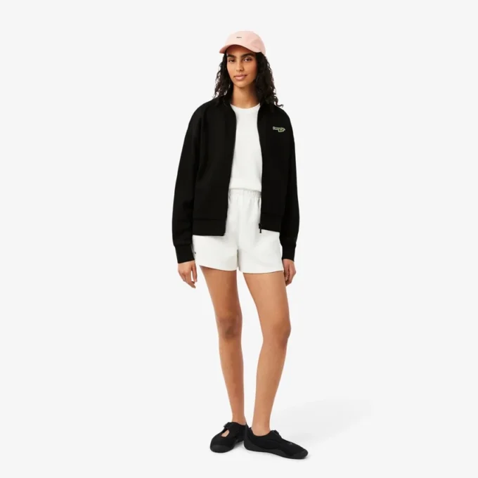 Rahat Kesim Fermuarlı Rozetli Sweatshirt