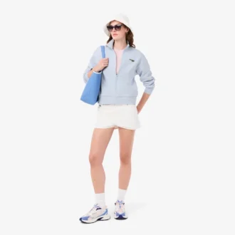 Rahat Kesim Fermuarlı Rozetli Sweatshirt