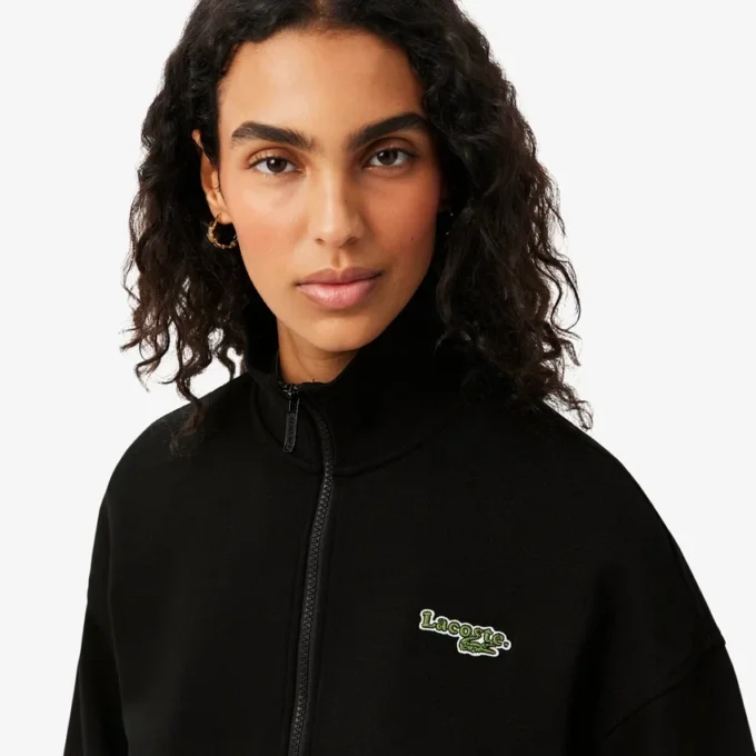 Rahat Kesim Fermuarlı Rozetli Sweatshirt