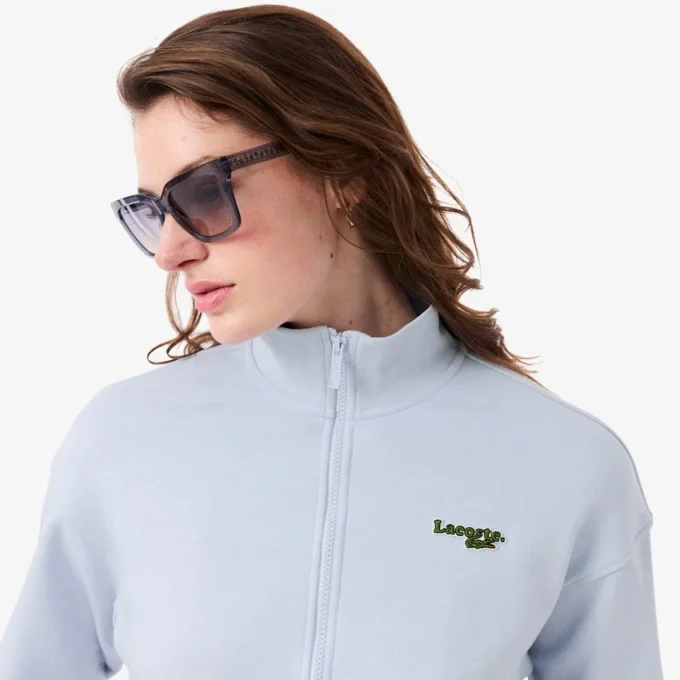 Rahat Kesim Fermuarlı Rozetli Sweatshirt