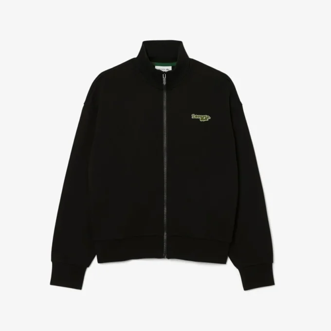 Rahat Kesim Fermuarlı Rozetli Sweatshirt