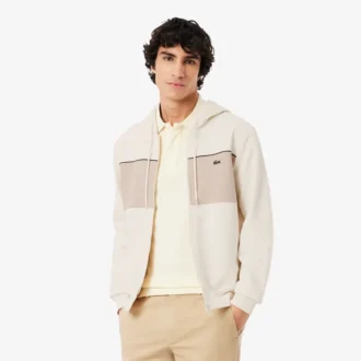 Renk Bloklu Fermuarlı Kapüşonlu Sweatshirt