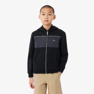 Renk Bloklu Fermuarlı Kapüşonlu Sweatshirt