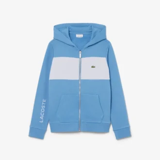 Renk Bloklu Fermuarlı Kapüşonlu Sweatshirt