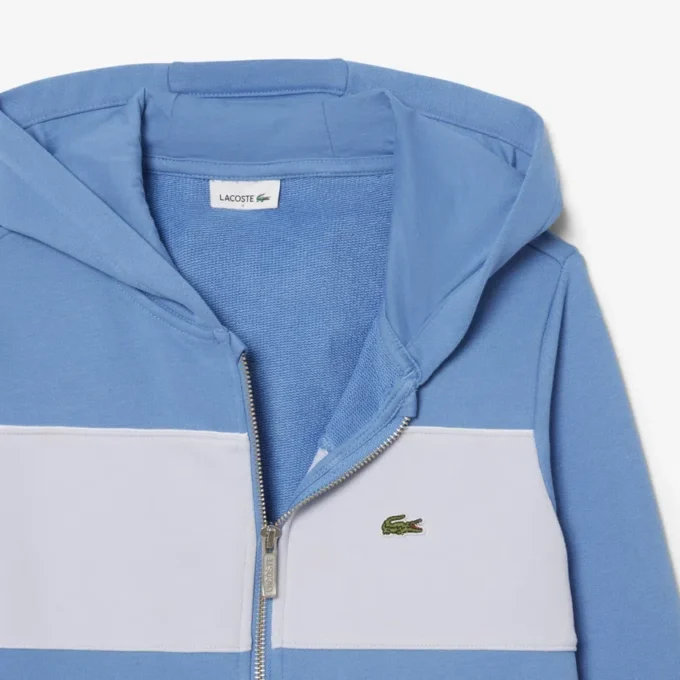 Renk Bloklu Fermuarlı Kapüşonlu Sweatshirt
