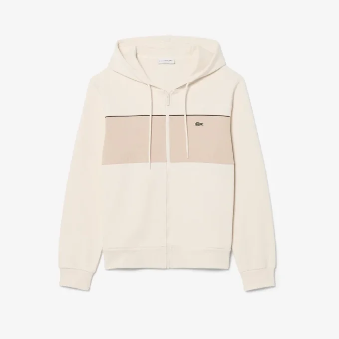 Renk Bloklu Fermuarlı Kapüşonlu Sweatshirt