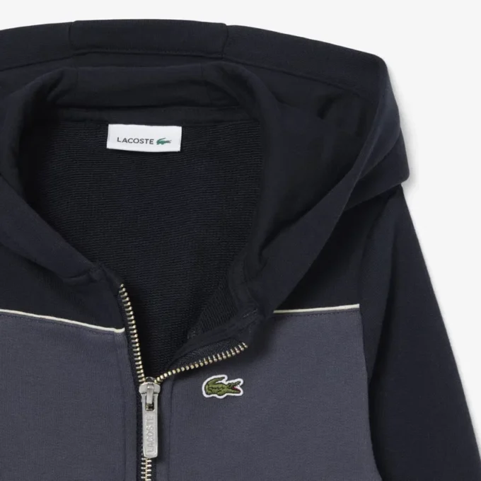 Renk Bloklu Fermuarlı Kapüşonlu Sweatshirt