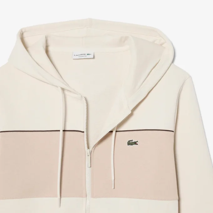 Renk Bloklu Fermuarlı Kapüşonlu Sweatshirt