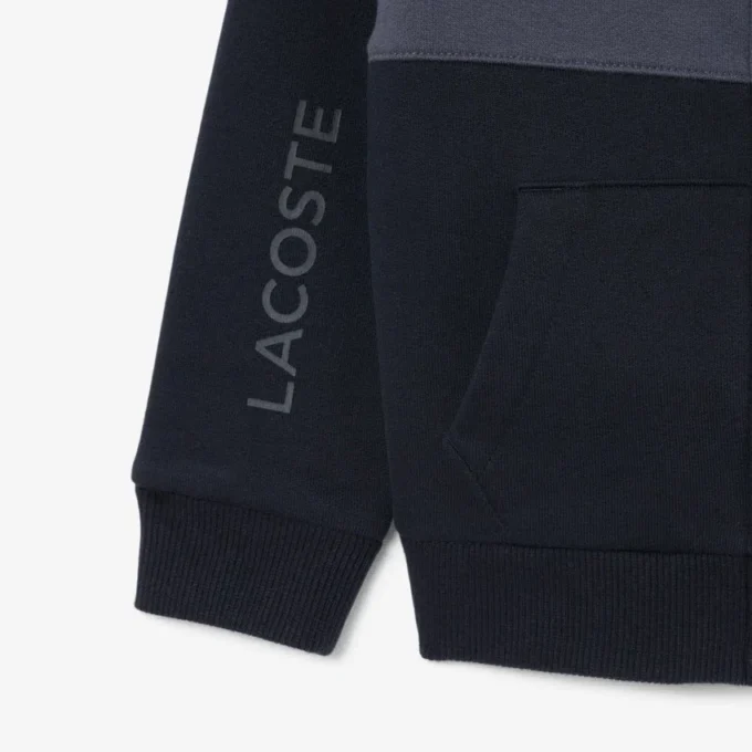 Renk Bloklu Fermuarlı Kapüşonlu Sweatshirt