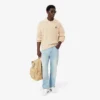 Rozetli İnci Desenli Ribana Polo Yaka Kazak
