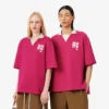 Runway Badge Accent Oversized Satin Polo Tişört