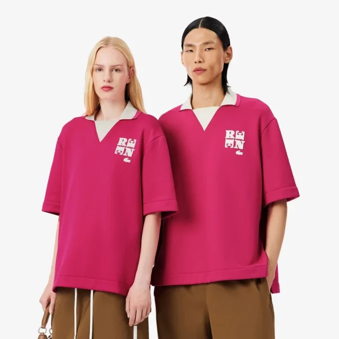 Runway Badge Accent Oversized Satin Polo Tişört