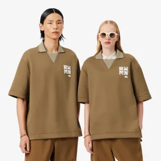 Runway Badge Accent Oversized Satin Polo Tişört