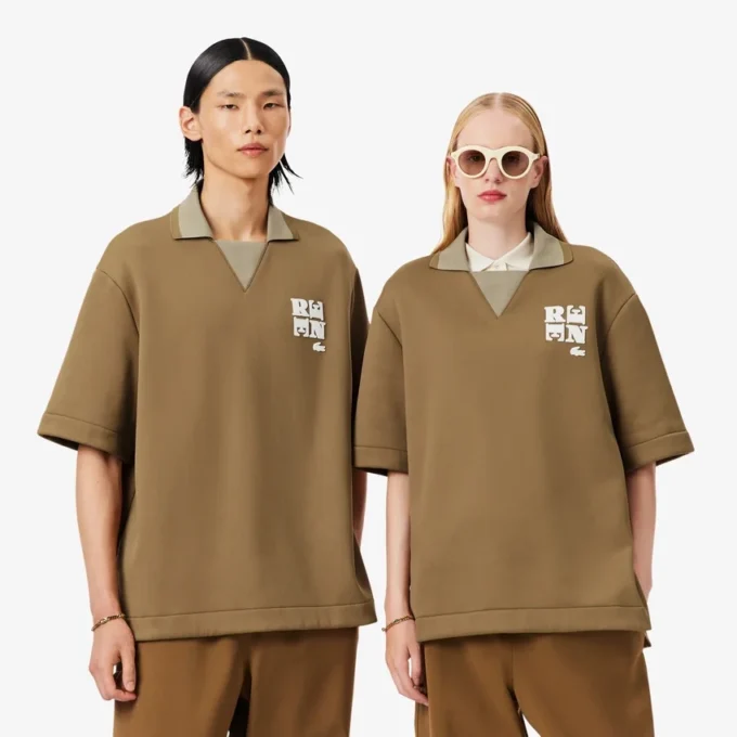 Runway Badge Accent Oversized Satin Polo Tişört