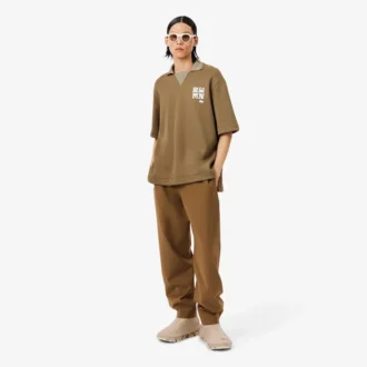 Runway Badge Accent Oversized Satin Polo Tişört