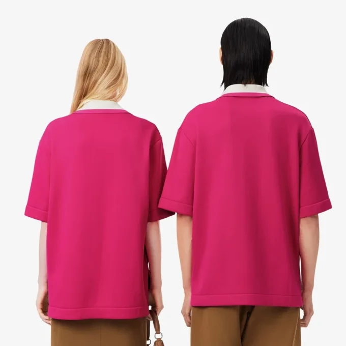 Runway Badge Accent Oversized Satin Polo Tişört