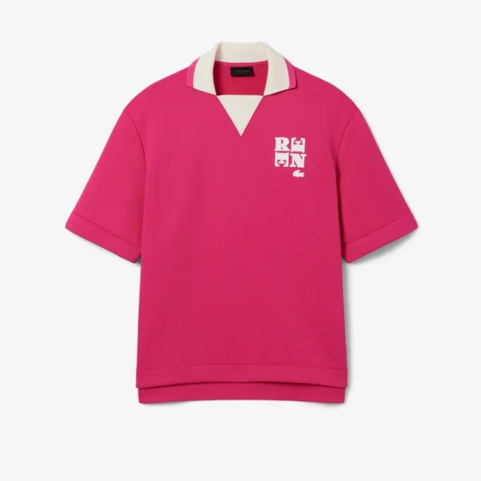 Runway Badge Accent Oversized Satin Polo Tişört