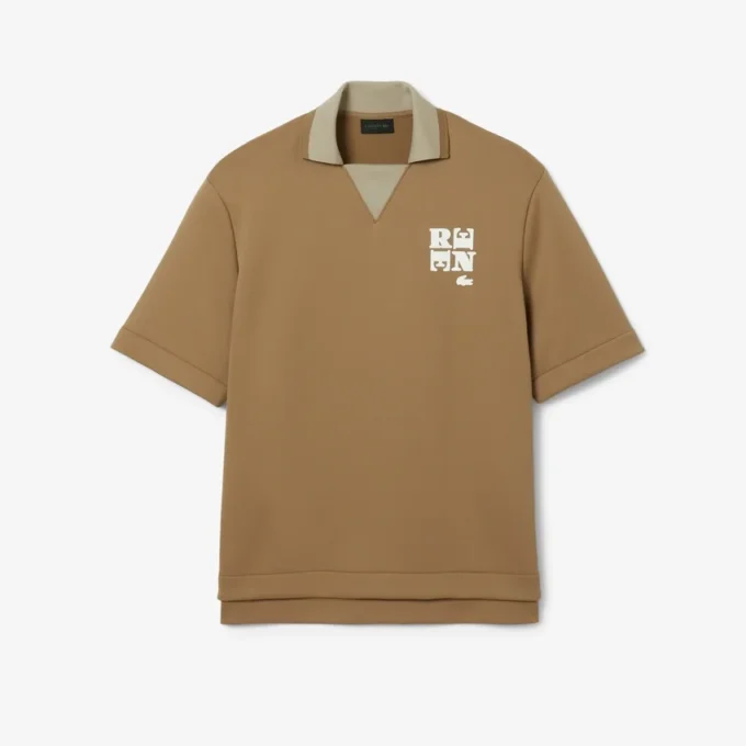Runway Badge Accent Oversized Satin Polo Tişört
