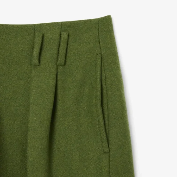 Runway Düz Kesim Slub Yün Terzi İşlemeli Pantolon