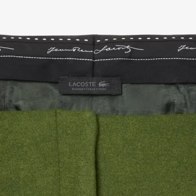 Runway Düz Kesim Slub Yün Terzi İşlemeli Pantolon