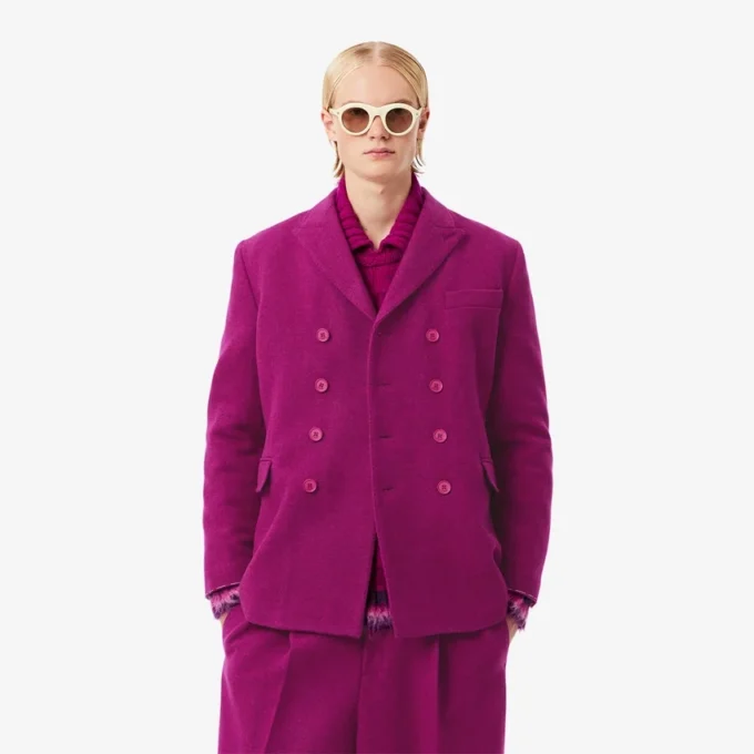 Runway Çift Düğmeli Mermer Desenli Yün Blazer