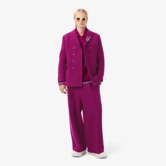 Runway Çift Düğmeli Mermer Desenli Yün Blazer