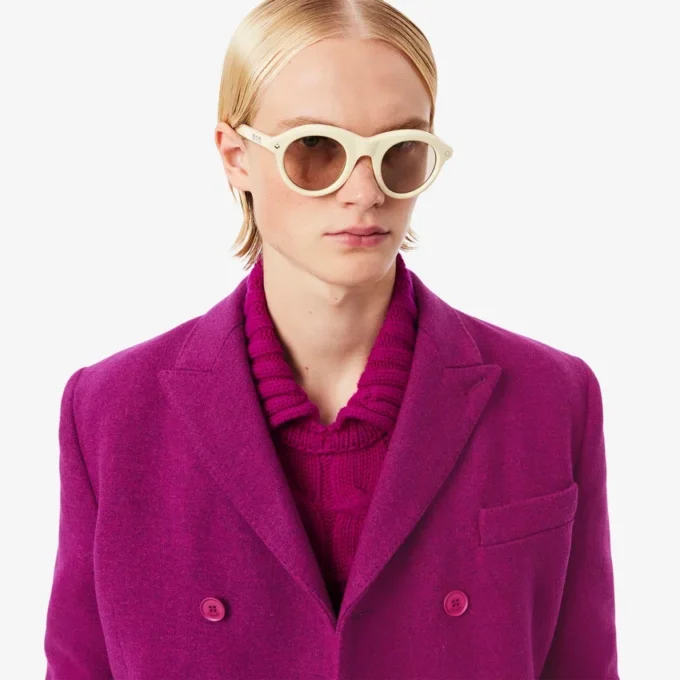 Runway Çift Düğmeli Mermer Desenli Yün Blazer
