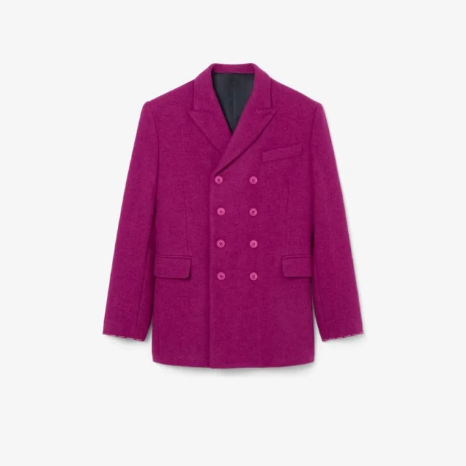 Runway Çift Düğmeli Mermer Desenli Yün Blazer