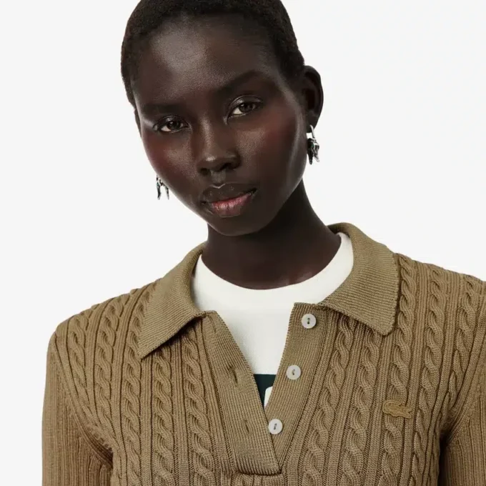 Runway Kablo Örgü Polo Yaka Kazak