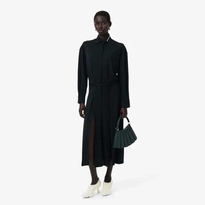 Runway Pileli Polo Tişört Maxi Elbise
