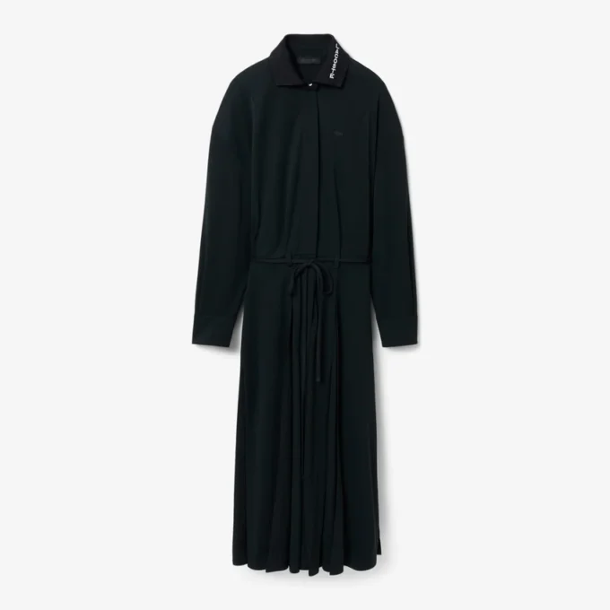 Runway Pileli Polo Tişört Maxi Elbise