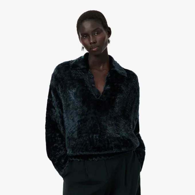 Runway Polo Tişört Yakalı Kadife Kazak